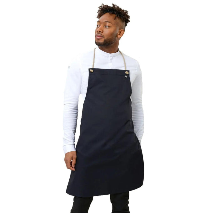 Le Nouvean Chef Spanish Bib Aprons Black-Frontview