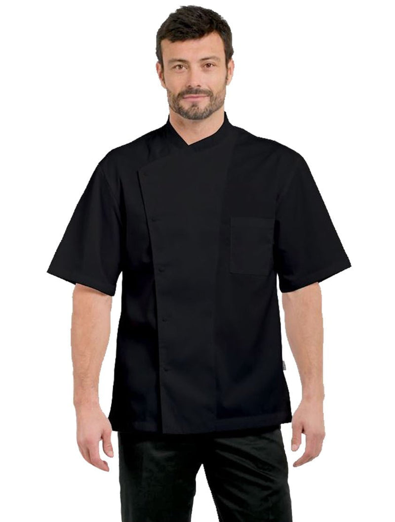 Julius Short Sleeve Chef Jacket by Bragard Black Front Profile