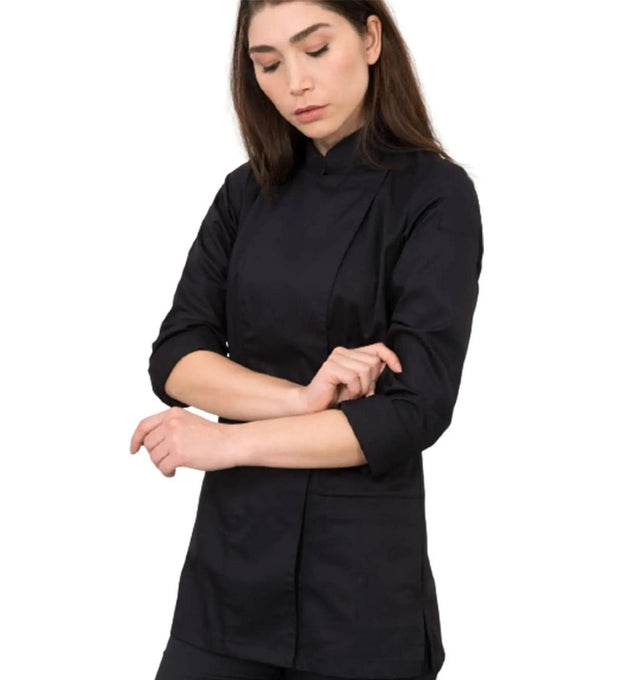 Le Nouveau Lynn Chef Jacket Black-frontview