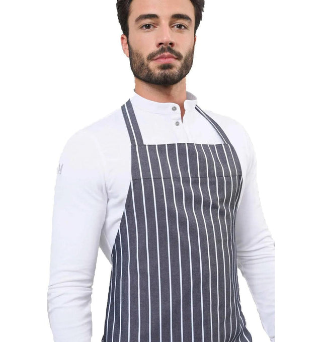 Le Nouveau Chef Peter Chef Aprons-Black White Stripe