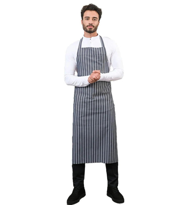 Le Nouveau Chef Peter Chef Aprons-Black White Stripe