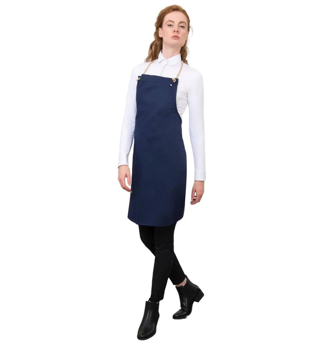 Le Nouvean Chef Spanish Bib Aprons Navy-Frontview