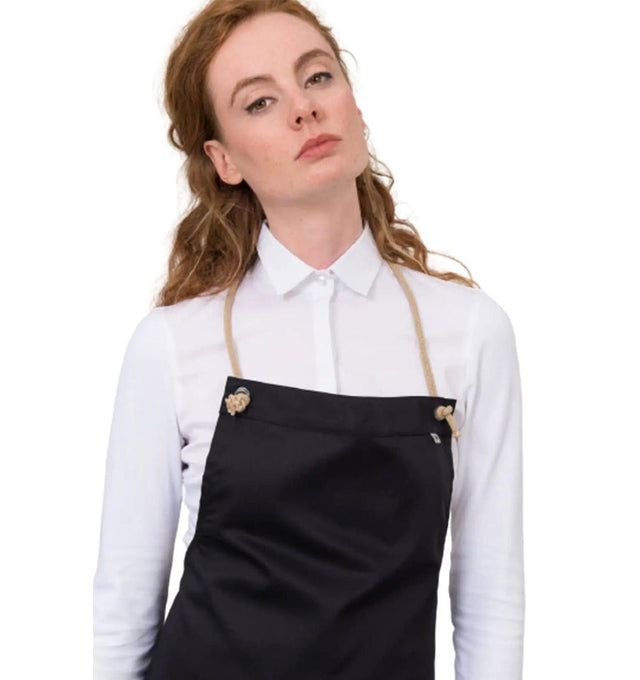 Le Nouvean Chef Spanish Bib Aprons Black-Frontview