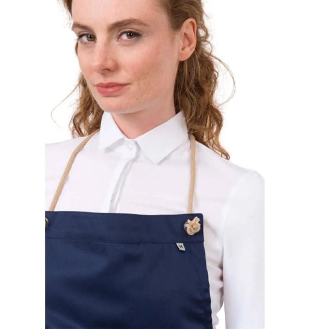 Le Nouvean Chef Spanish Bib Aprons Navy-Frontview