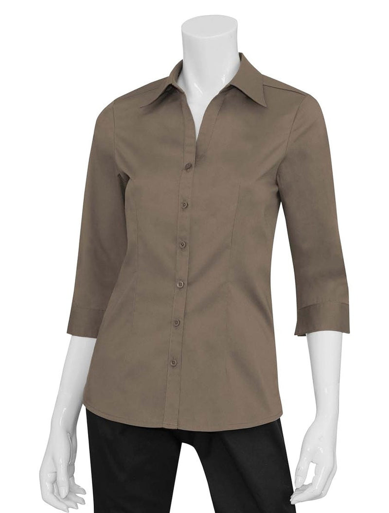 Chef Works Finesse Women's 3/4-Sleeve Shirt Natural Front