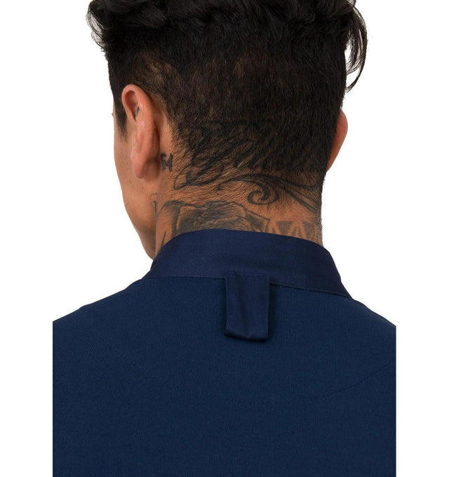 Le Nouveau Alain Chef Jacket Patriot Blue - neckview