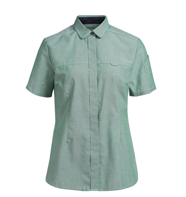 Ladies Shirt S/S Chambray Green - Main
