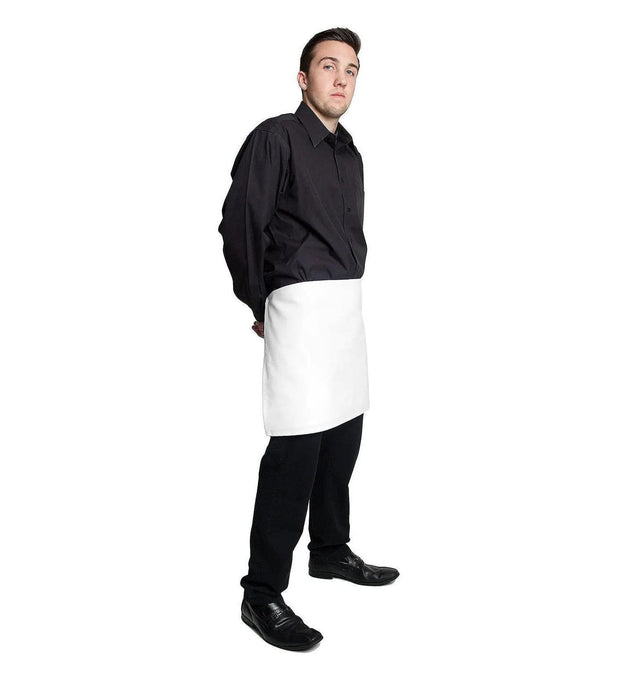 4 way Apron - White 16" L X 28" W White Waist Side Profile