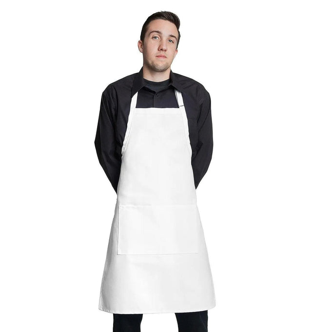 Butcher Apron w/Center Pockets 34"L x 24"W White