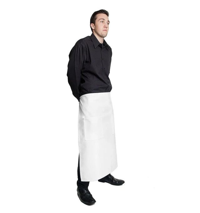 Full Bistro Apron w/2 Patch Pockets 32"L x 28"W White Side