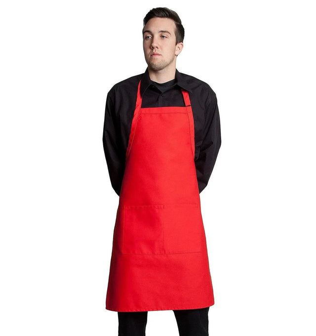 Butcher Apron w/Center Pockets 34"L x 24"W Red