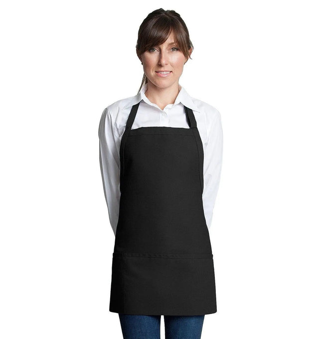 Fiumara Apparel Bib Apron w/ 3 Pockets 24"L X 28" W Black