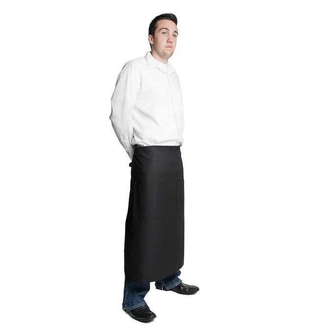 Full Bistro Apron w/2 Patch Pockets 32"L x 28"W Black Side