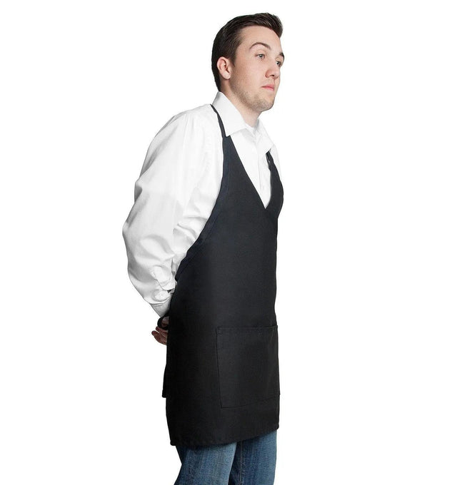 Tuxedo Apron w/Center Pockets 32"L x 28"W Black Side