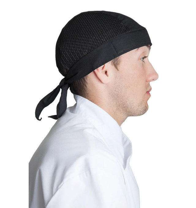 Vented Chef Head Wrap Black Side