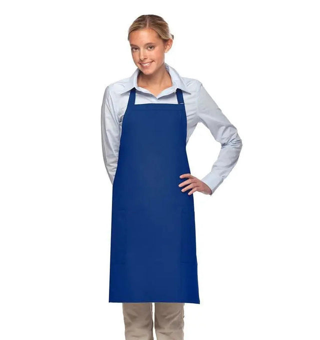 Bib Apron with 2 Patch Pockets 30"L x 24"W Royal Blue Front