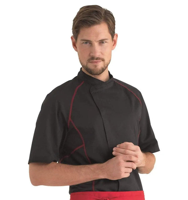 Kentaur 23400 Unisex Chef/Waiter Jacket - Black/Red