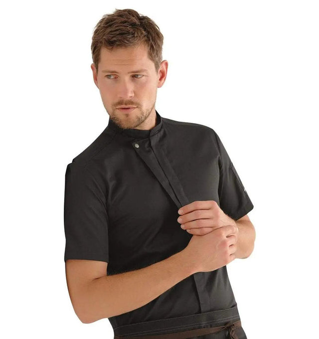 Kentaur 23516 Short Sleeve Chef/Service Jacket Front View Black
