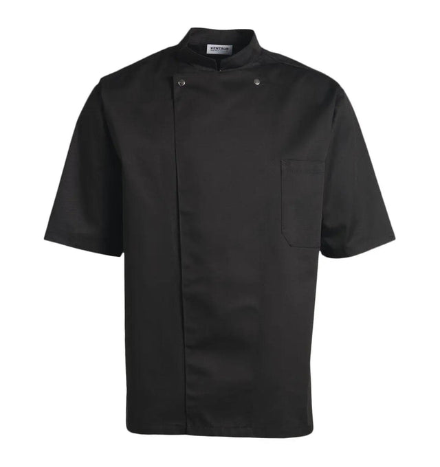 Kentaur 2360 Short Sleeve Unisex Chef/Waiter Jacket - Black- Front View