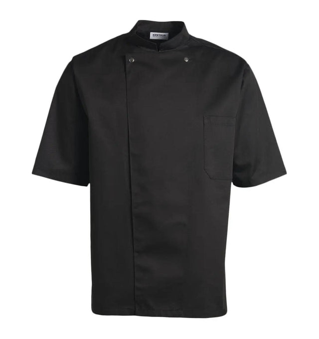 Kentaur 2360 Short Sleeve Unisex Chef/Waiter Jacket - Black- Front View