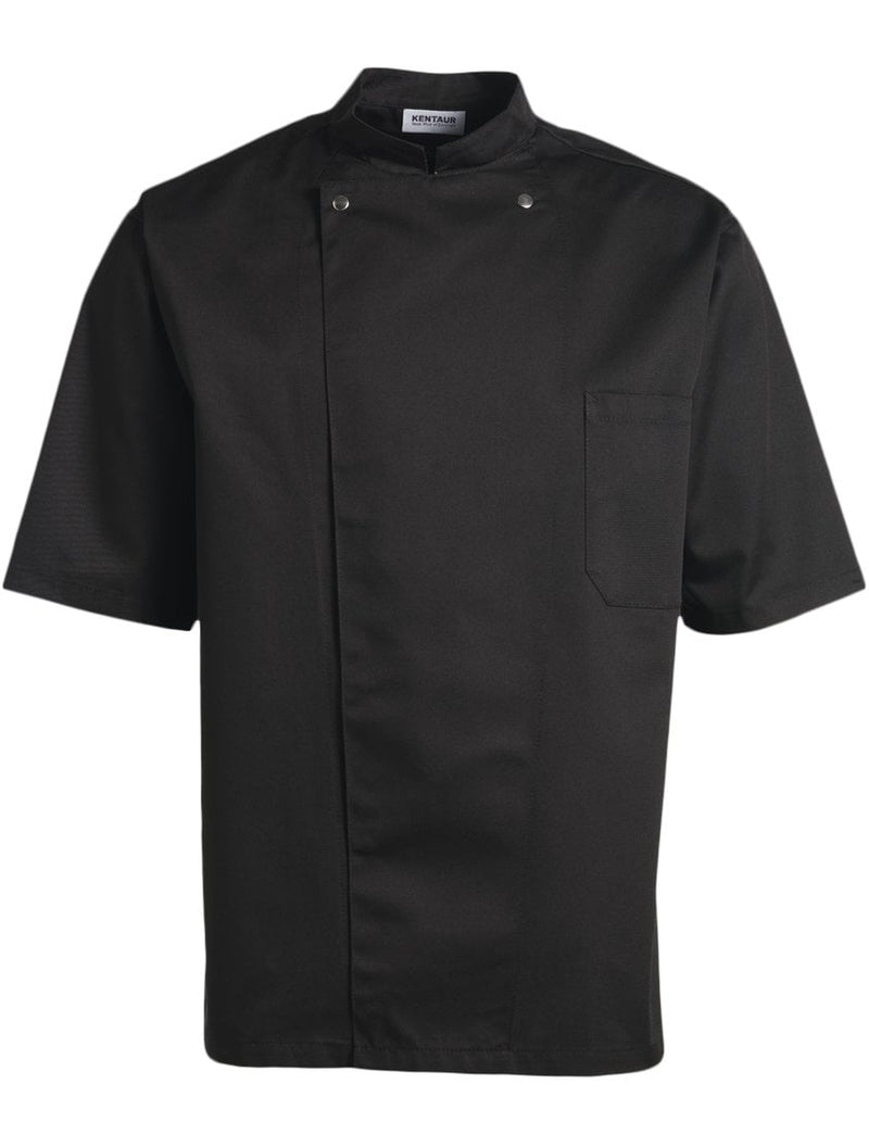 Kentaur 2360 Short Sleeve Unisex Chef/Waiter Jacket - Black- Front View