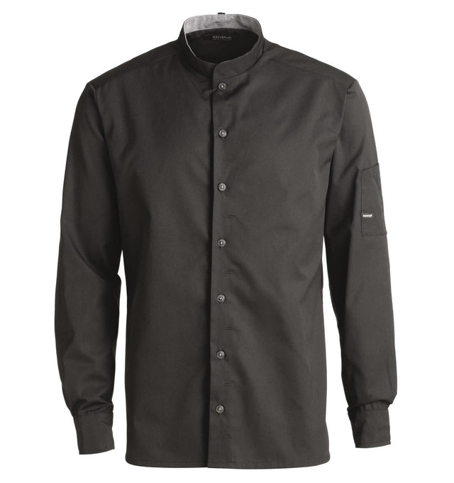 Kentaur 25203 Chef/Service Long Sleeve Shirt Front View Black