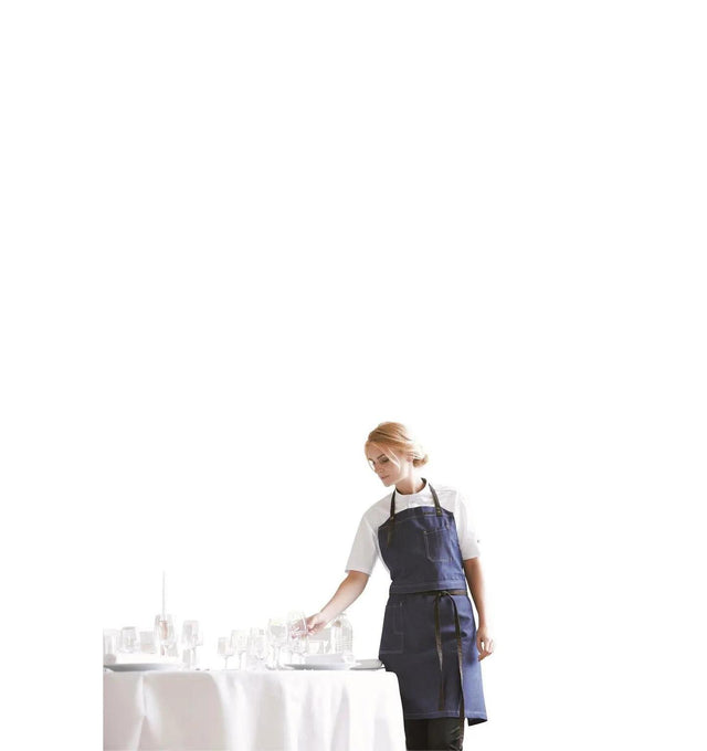 Kentaur 30360 Black/Brown Raw Bib Apron Kentaur