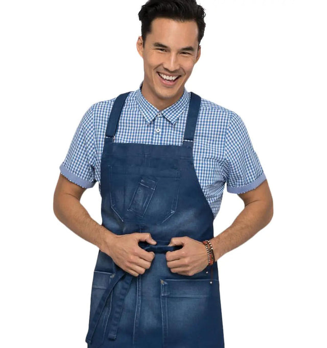 Chef Works Gingham Men's Button Down Modern Fit - Blue