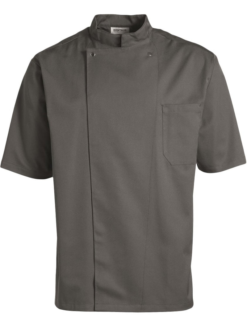 Kentaur 2360 Short Sleeve Unisex Chef/Waiter Jacket - Grey - Front View