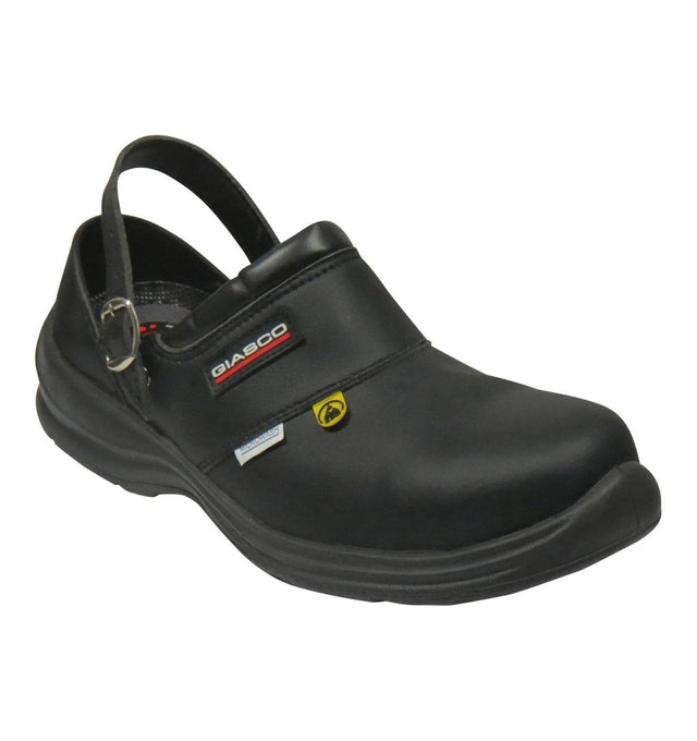 Giasco "Free" Semi Open-Back Leather Work Shoe Black Strap Up -Back Strap