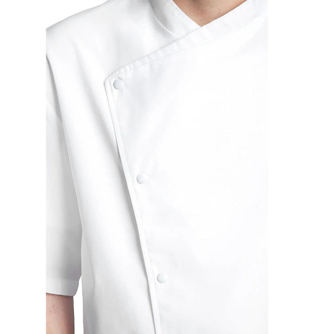 Julius Short Sleeve Chef Jacket by Bragard Front Close Up