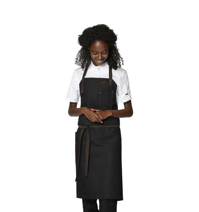 Kentaur 30360 Black/Brown Raw Bib Apron -2