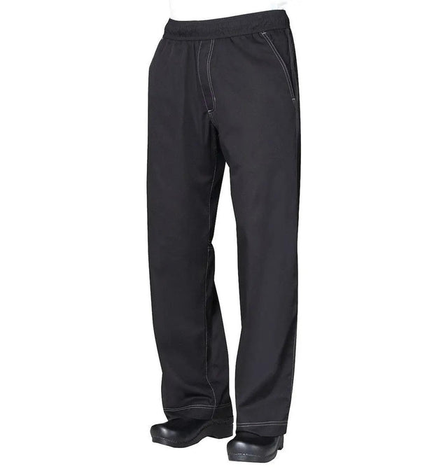 Cool Vent Mens Baggy Chef Pants by Chef Works Black Front