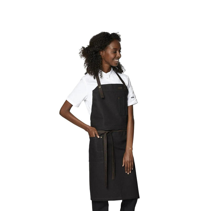 Kentaur 30360 Black/Brown Raw Bib Apron