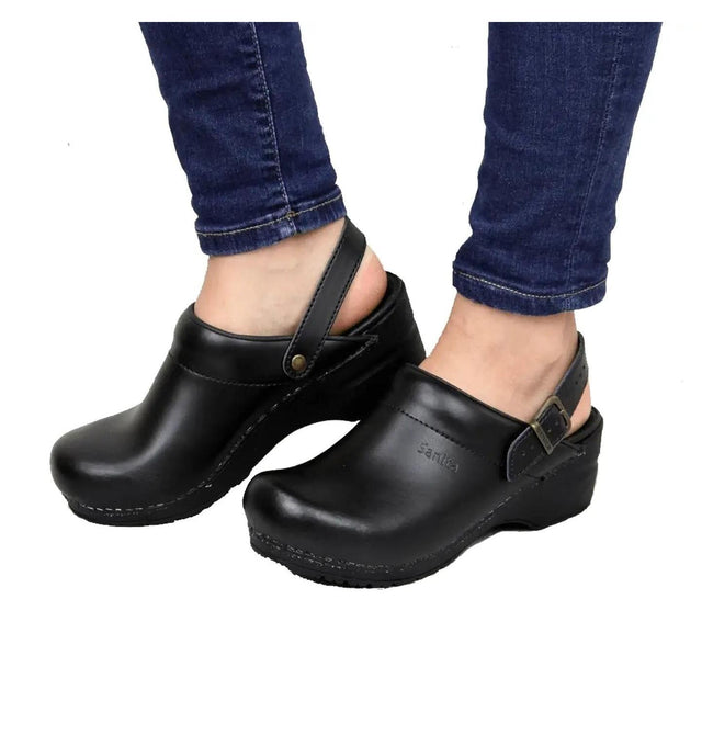 Sanita Ingrid PU Women's Black Chef Clog