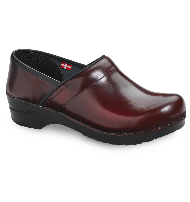 Sanita Pro. Cabrio Women's Bordeaux Chef Clog - side view