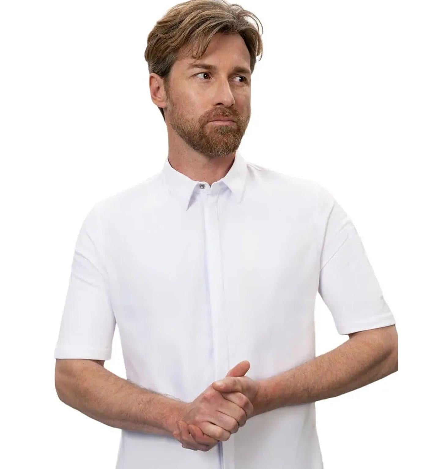 Le Nouvean Chef Gilles Men's Coat-White-Frontview