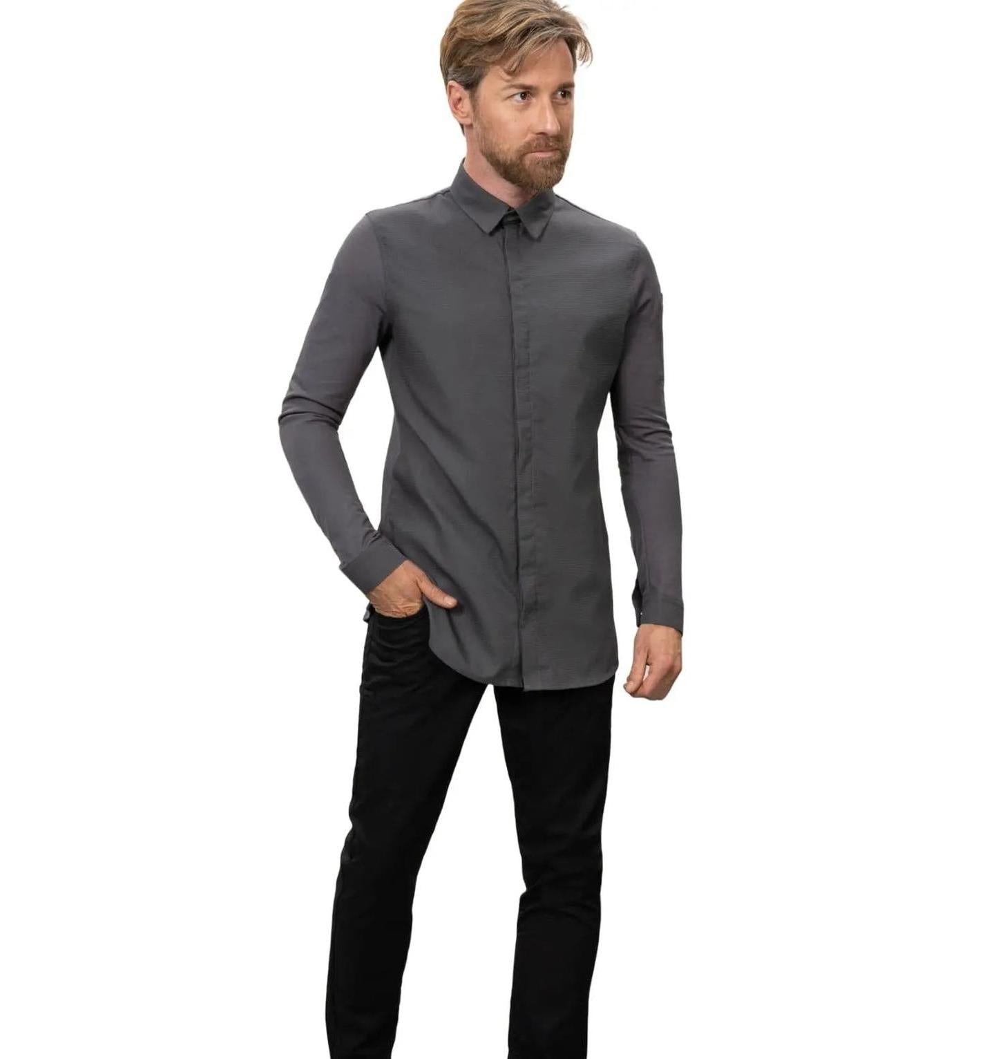 Le Nouvean Chef Fabrice Men's Coat-Dark Grey-Frontview