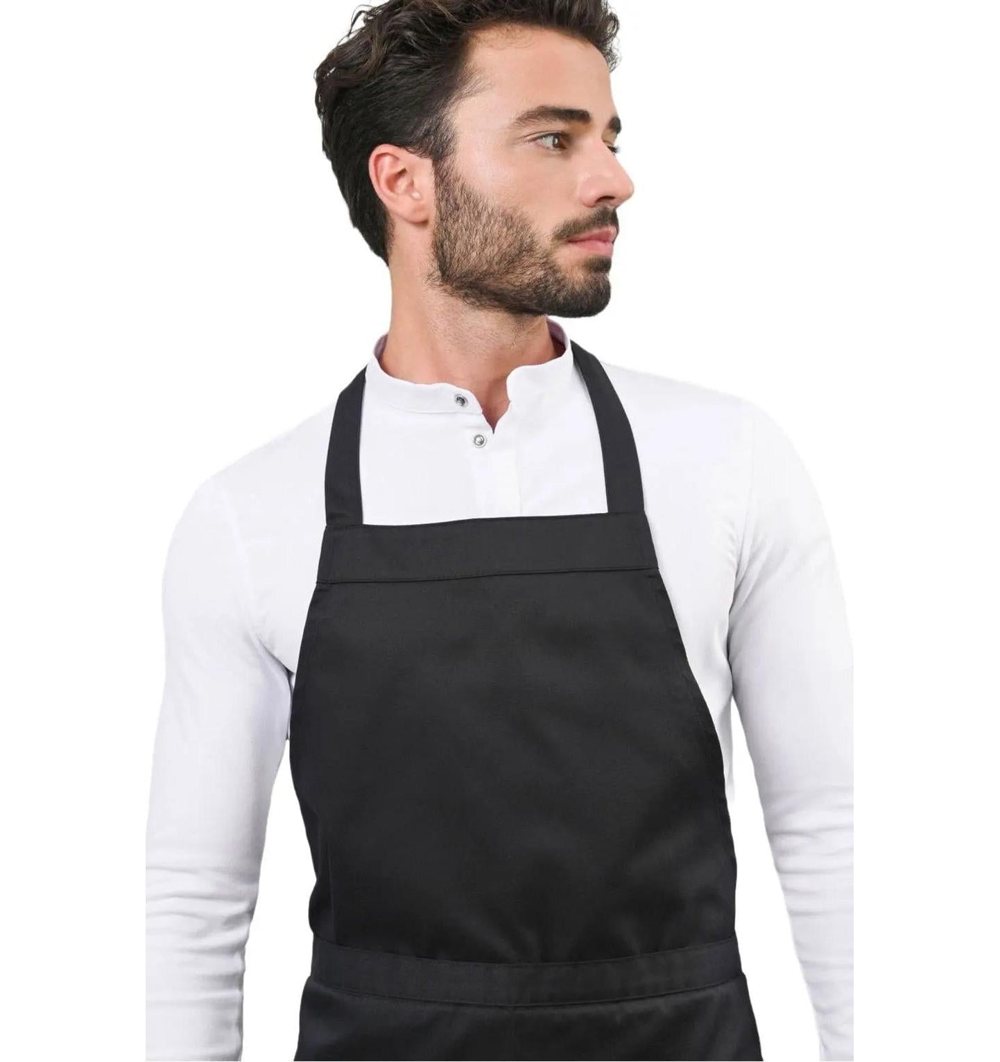 Le Nouvean Chef Phoenix Bib Aprons Black -Frontview