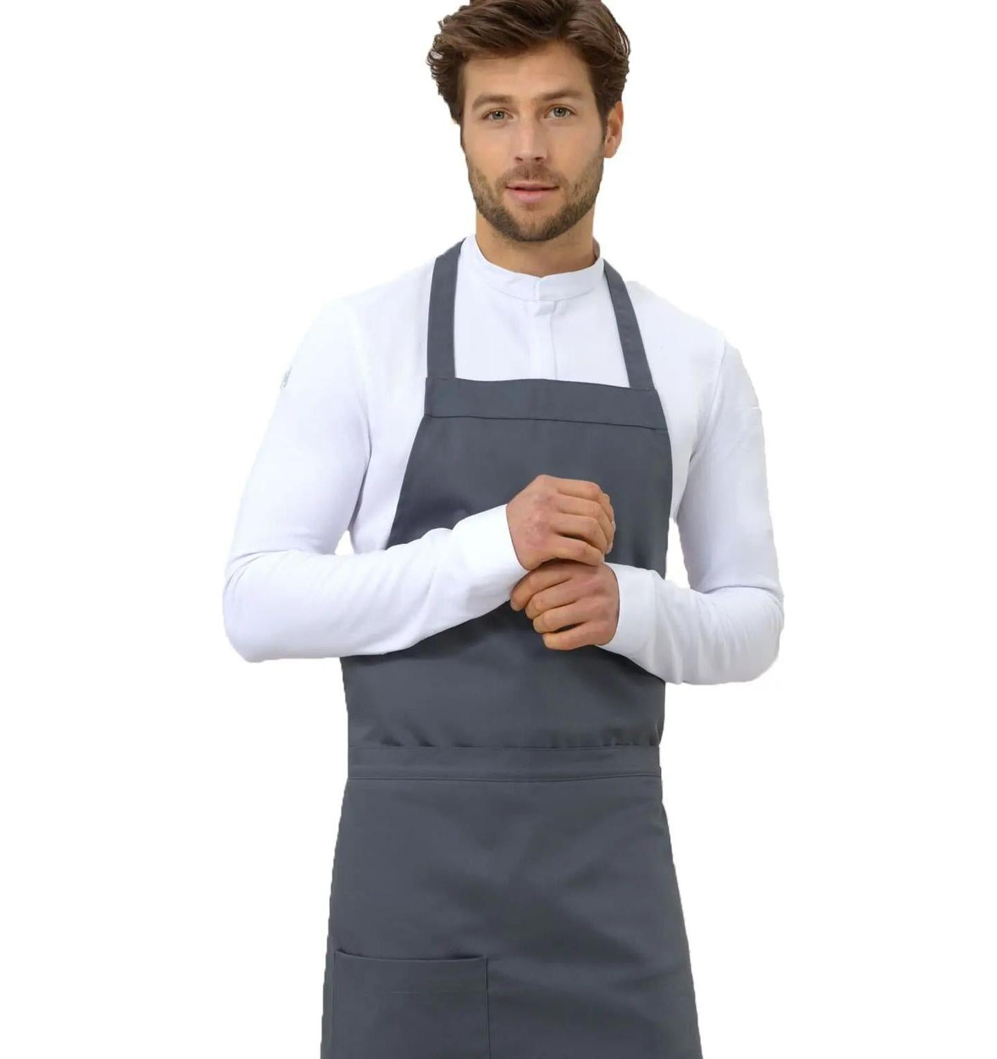 Le Nouvean Chef Phoenix Bib Aprons Nibus Grey-Frontview