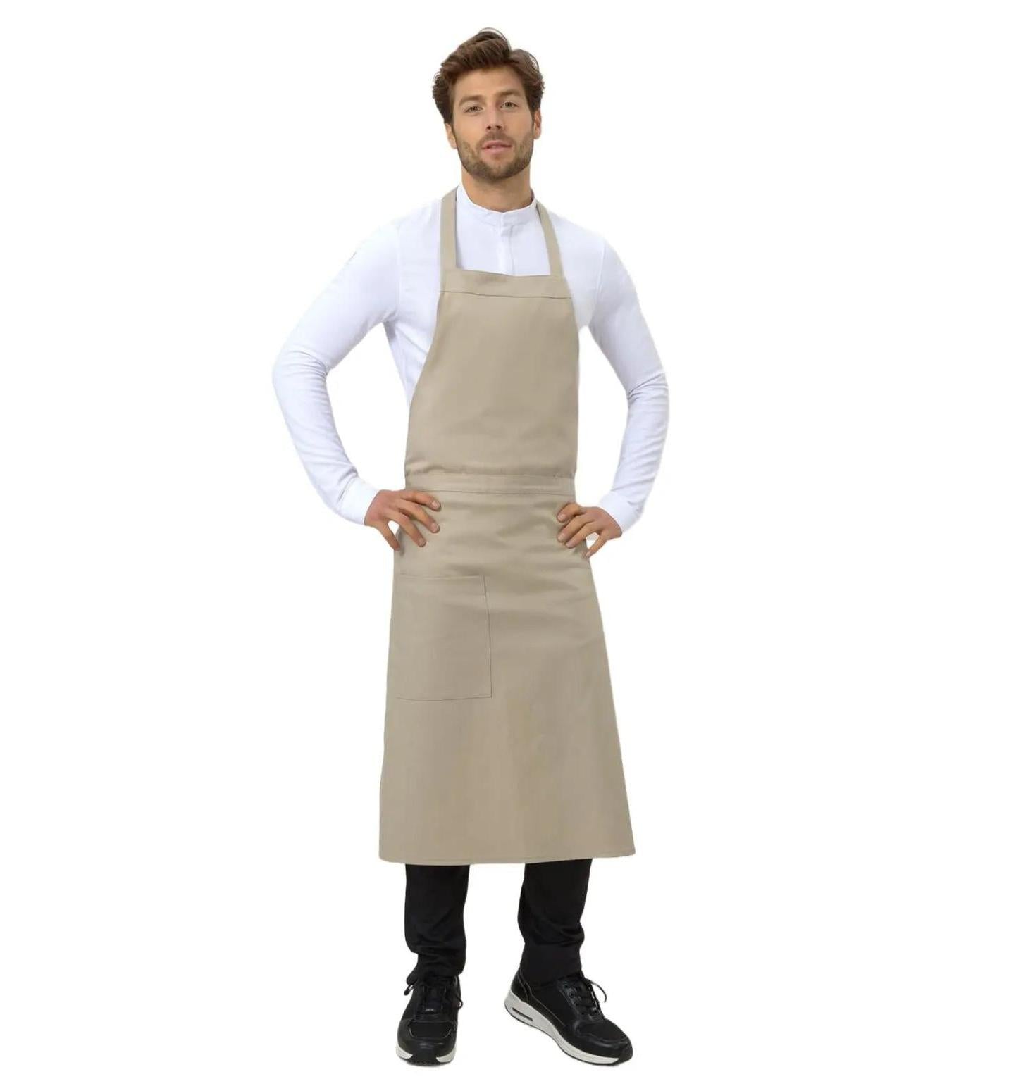 Le Nouvean Chef Phoenix Bib Aprons sAND denim -Frontview