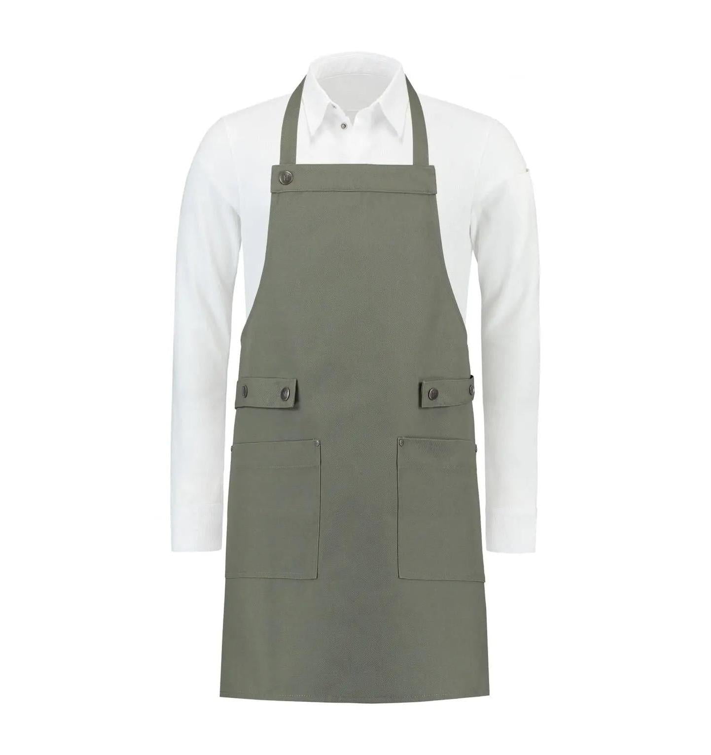 Le Nouveau Chef Dakota Chef Aprons-‍Green Canvas