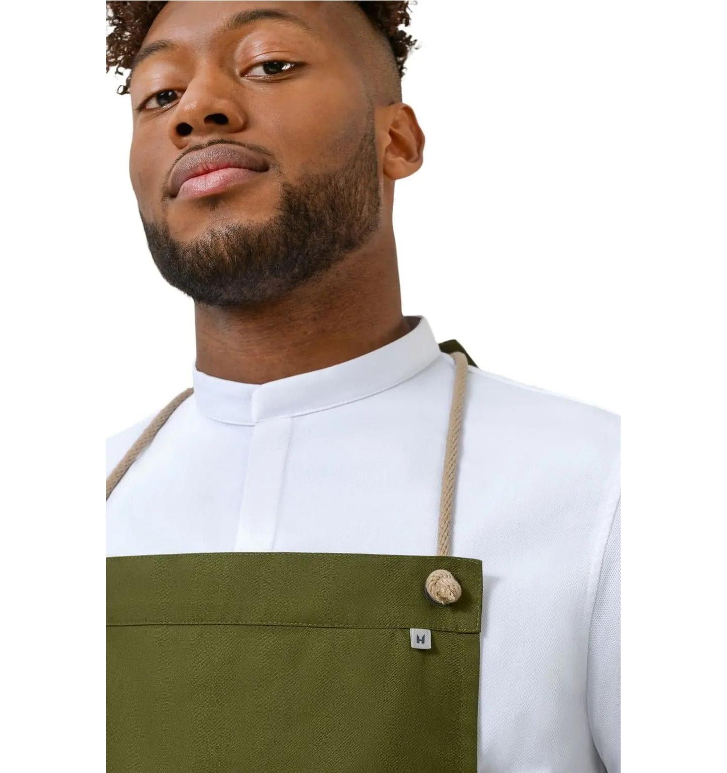 Le Nouvean Chef Spanish Bib Aprons Olive Green-Frontview