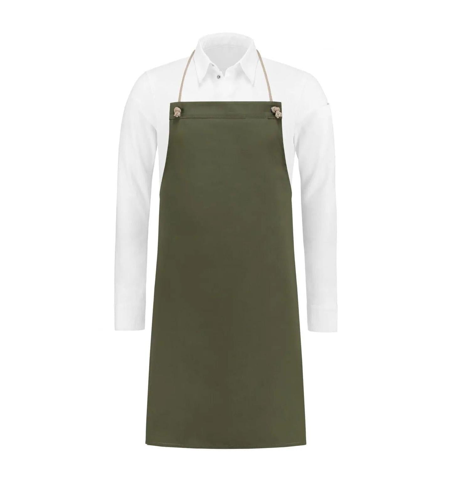 Le Nouvean Chef Spanish Bib Aprons Olive Green-Frontview