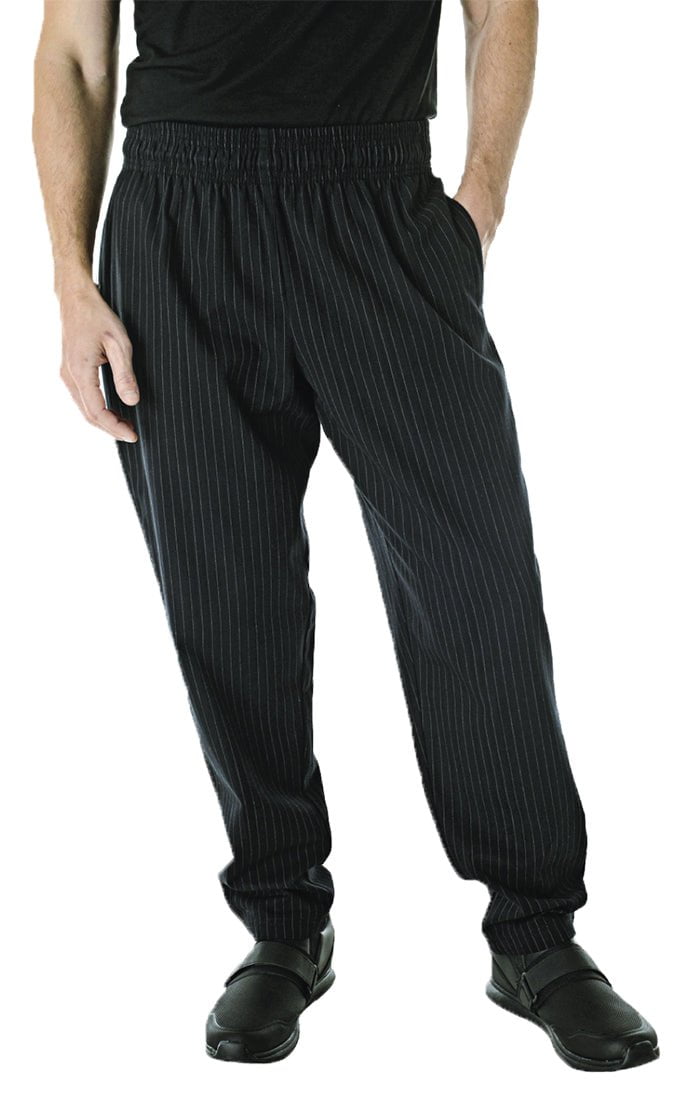 Chefwear Baggy Chef Pants 3000 Black With Grey Pinstripe