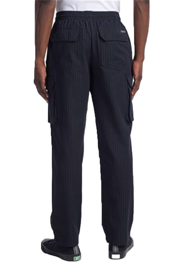 Chefwear Cargo Chef Pants 3200 Black with Grey Pinstripes-Backview