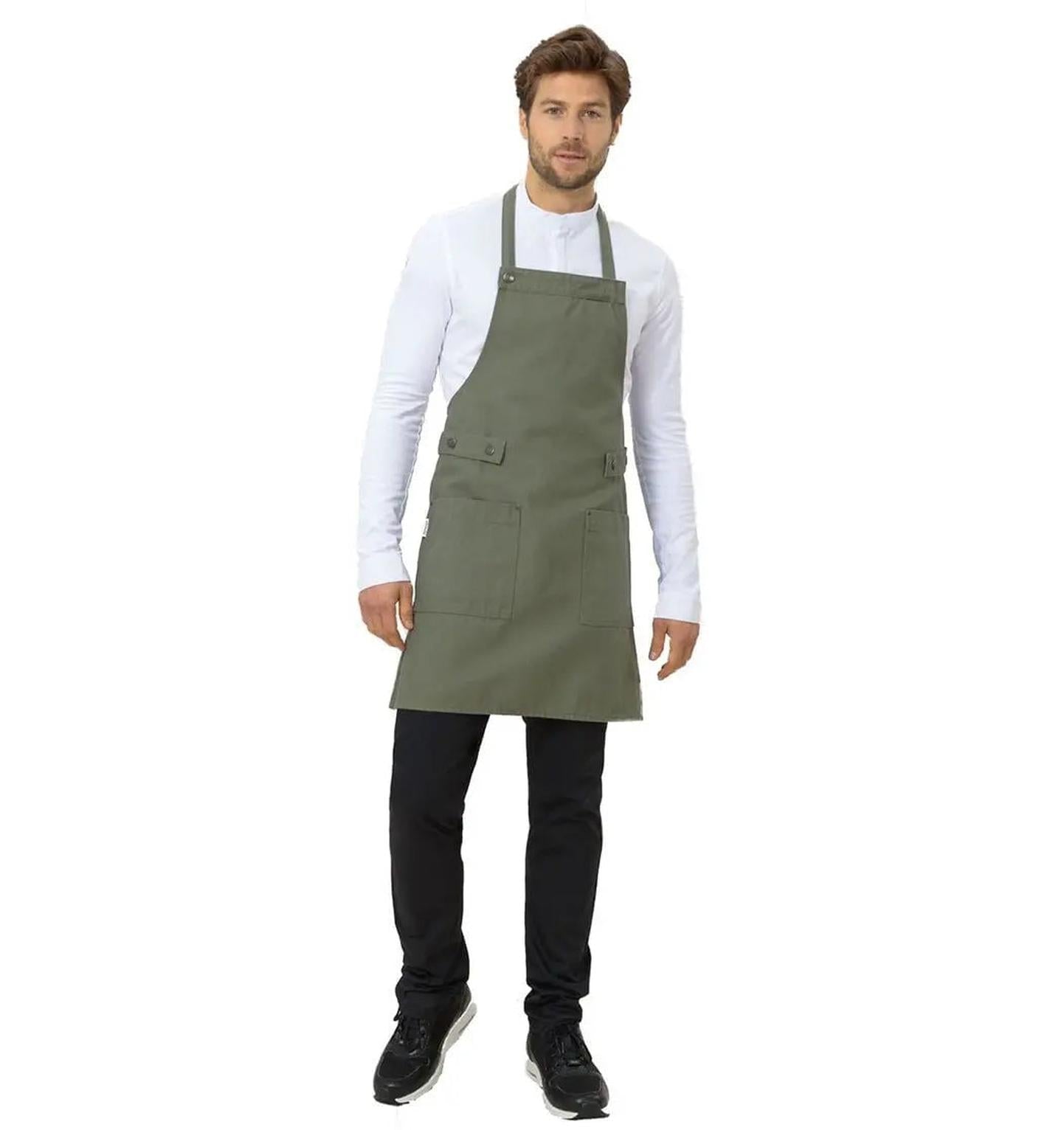 Le Nouveau Chef Dakota Chef Aprons-‍Green Canvas