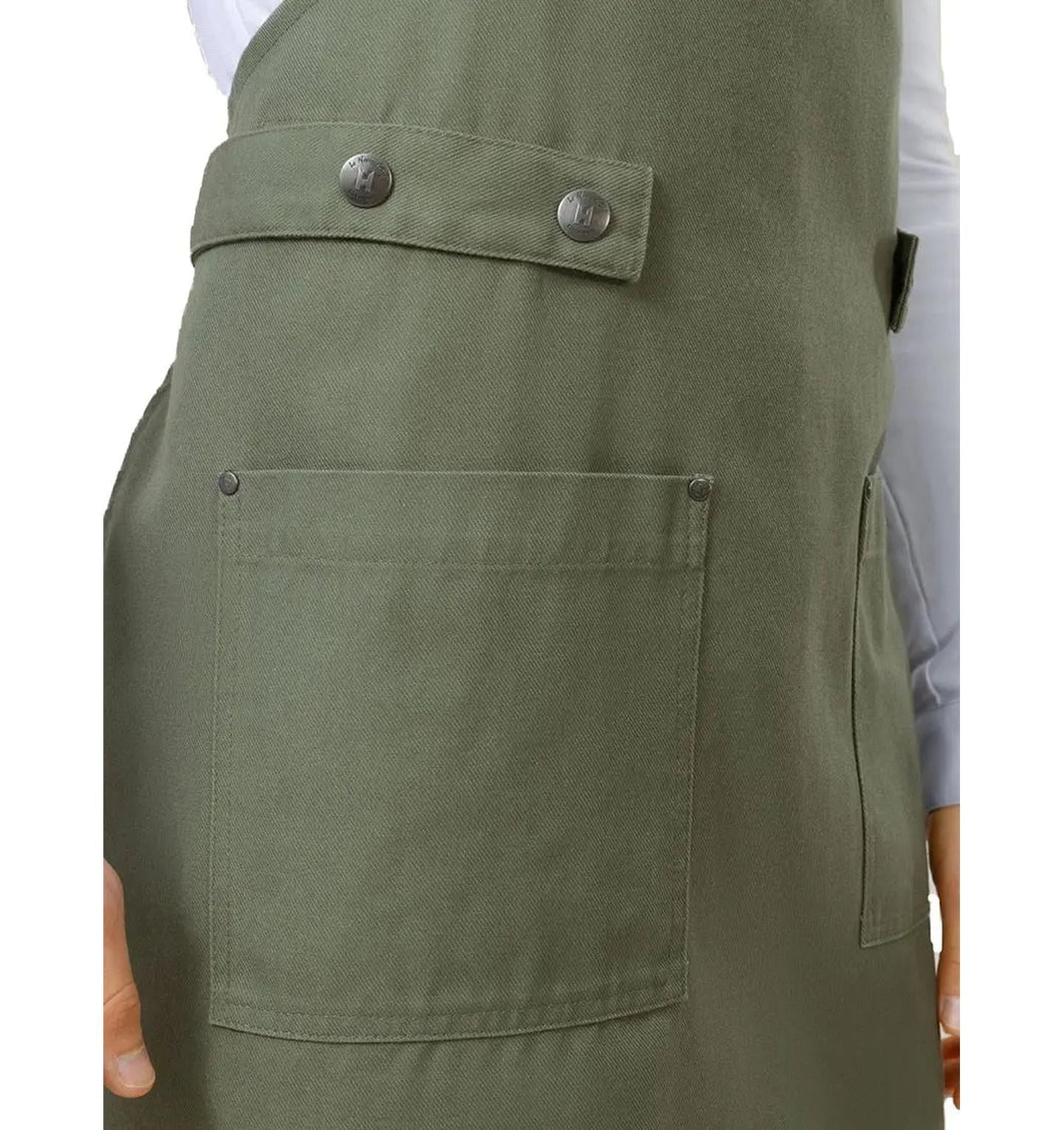 Le Nouveau Chef Dakota Chef Aprons-‍Green Canvas