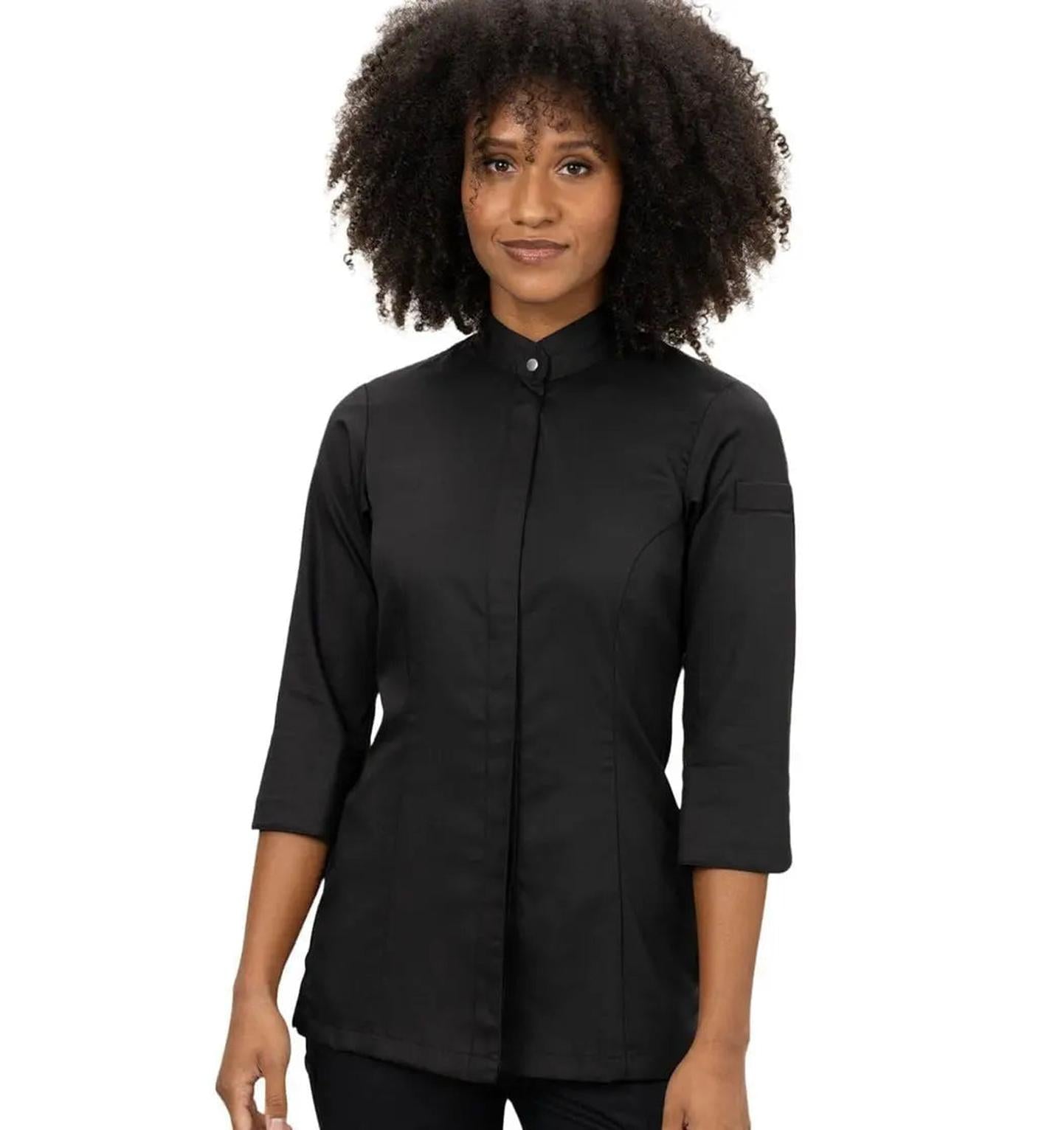 Le Nouveau Esmee Chef Jacket Black-Frontview