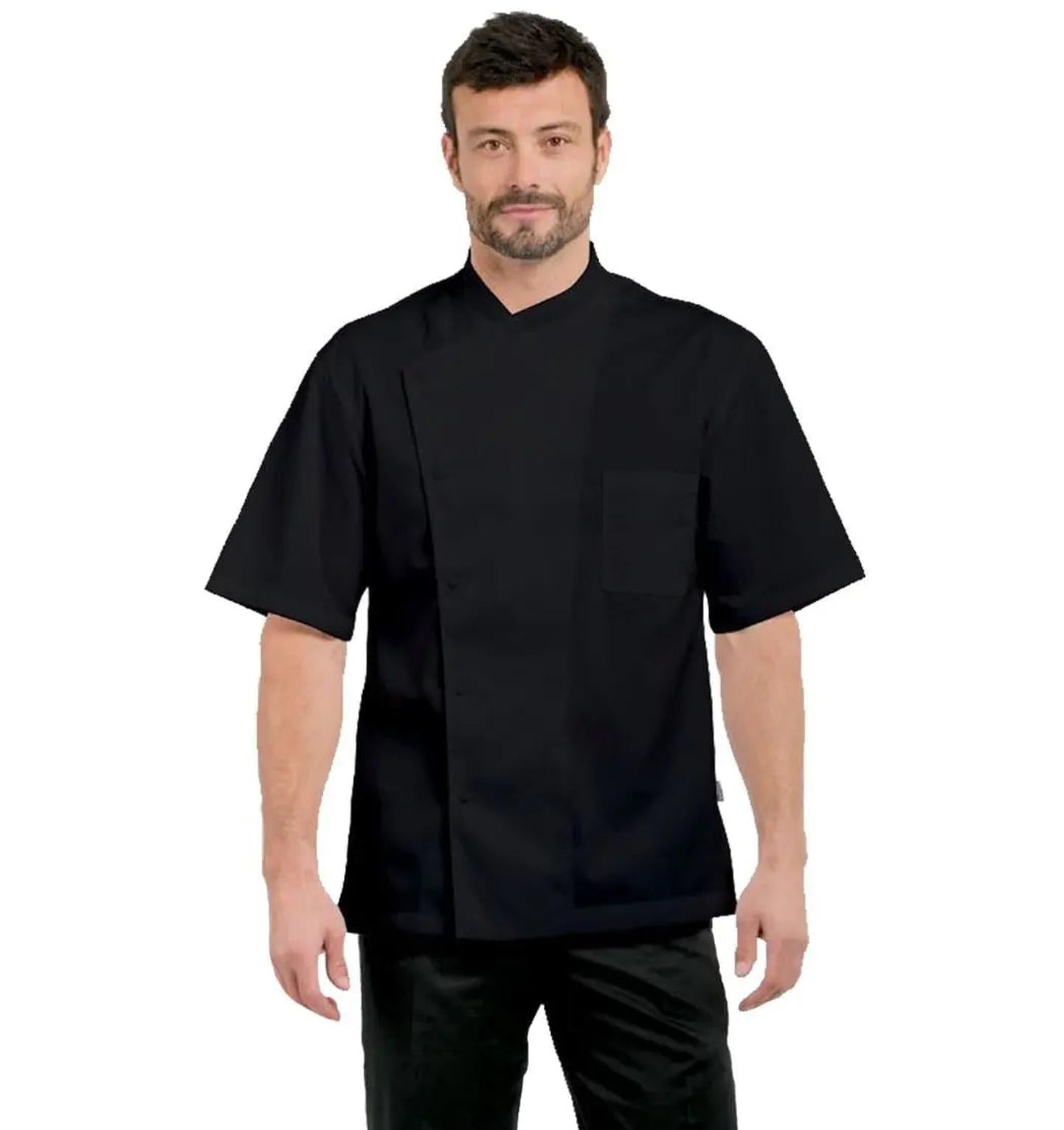 Julius Short Sleeve Chef Jacket by Bragard Black Front Profile